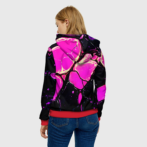 Женская толстовка Розовые пятна в текстуре / 3D-Красный – фото 4
