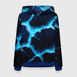 Толстовка-худи женская Голубая потертая текстура с разломом, цвет: 3D-синий