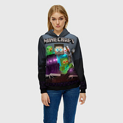 Толстовка-худи женская End and peace - Minecraft, цвет: 3D-черный — фото 2