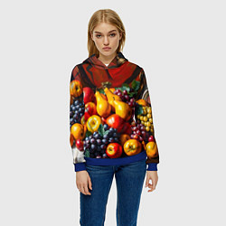 Толстовка-худи женская Фруктовый натюрморт, цвет: 3D-синий — фото 2