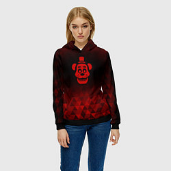 Толстовка-худи женская FNAF red poly, цвет: 3D-черный — фото 2
