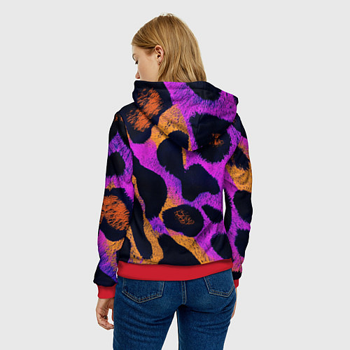Женская толстовка Неоновый леопардовый узор / 3D-Красный – фото 4