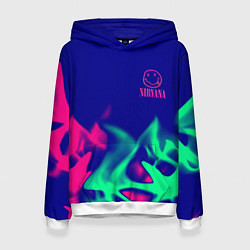 Толстовка-худи женская Nirvana fire neon, цвет: 3D-белый
