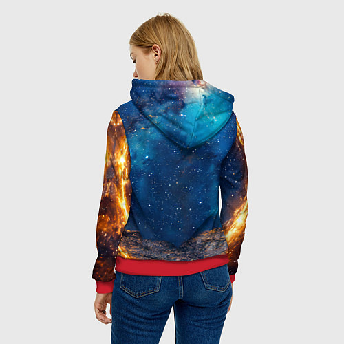 Женская толстовка Бульдог в космосе / 3D-Красный – фото 4