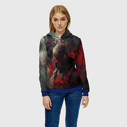 Толстовка-худи женская Black Spider-man, цвет: 3D-синий — фото 2