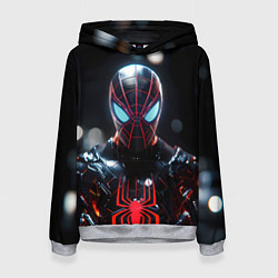 Толстовка-худи женская Спайдер-мен в мото костюме, цвет: 3D-меланж