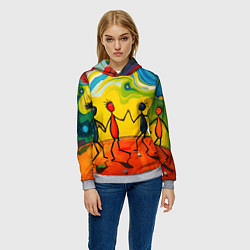 Толстовка-худи женская Дружба человечков, цвет: 3D-меланж — фото 2