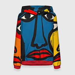 Толстовка-худи женская Арт с лицами, цвет: 3D-красный