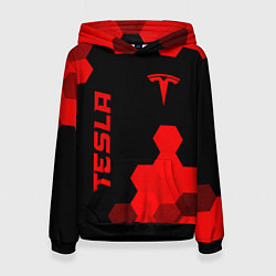 Толстовка-худи женская Tesla - red gradient вертикально, цвет: 3D-черный