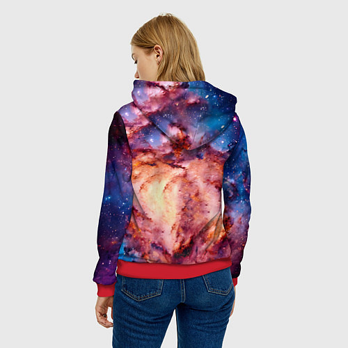 Женская толстовка Доберман в космосе / 3D-Красный – фото 4