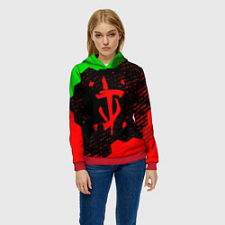 Толстовка-худи женская Doom лого соты текстура, цвет: 3D-красный — фото 2