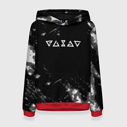 Толстовка-худи женская Ведьмак лого серые краски, цвет: 3D-красный