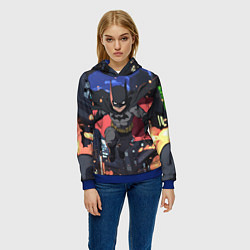 Толстовка-худи женская Злой Бэтмен в полете, цвет: 3D-синий — фото 2