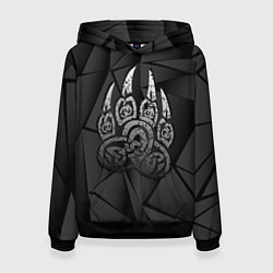 Толстовка-худи женская Велес лапа медведя, цвет: 3D-черный
