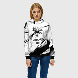 Толстовка-худи женская Ведьмак stripes, цвет: 3D-черный — фото 2