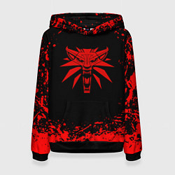 Толстовка-худи женская Ведьмак красные краски, цвет: 3D-черный