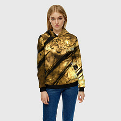 Толстовка-худи женская Золото с черной текстурой, цвет: 3D-черный — фото 2