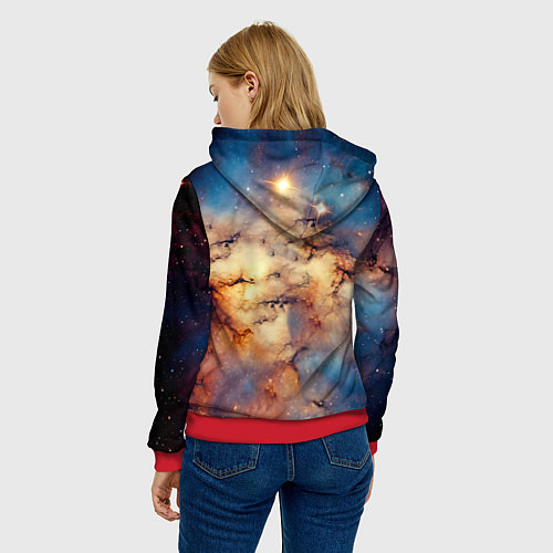 Женская толстовка Курцхаар и космос / 3D-Красный – фото 4