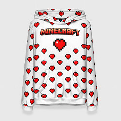 Толстовка-худи женская Minecraft любовь, цвет: 3D-белый