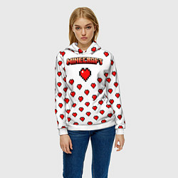 Толстовка-худи женская Minecraft любовь, цвет: 3D-белый — фото 2