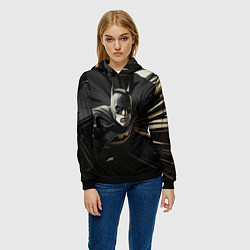 Толстовка-худи женская Бэтмен черный плащ, цвет: 3D-черный — фото 2