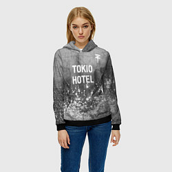 Толстовка-худи женская Tokio Hotel - grey gradient посередине, цвет: 3D-черный — фото 2