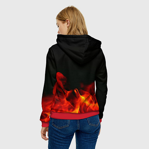 Женская толстовка Doom огненная текстура / 3D-Красный – фото 4