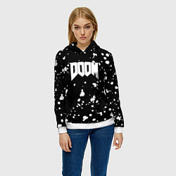 Толстовка-худи женская Doom белые краски всплеск, цвет: 3D-белый — фото 2