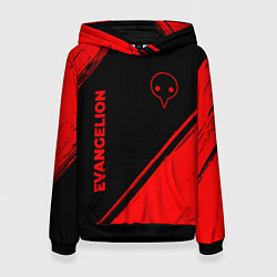Толстовка-худи женская Evangelion - red gradient вертикально, цвет: 3D-черный