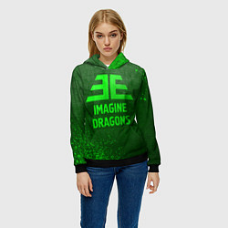 Толстовка-худи женская Imagine Dragons - green gradient, цвет: 3D-черный — фото 2