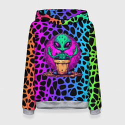 Толстовка-худи женская Кактус инопланетянин, цвет: 3D-меланж