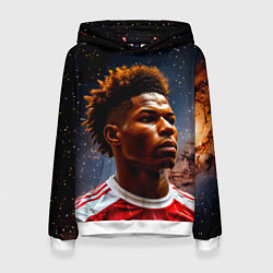 Толстовка-худи женская Маркус Рашфорд и космос, цвет: 3D-белый