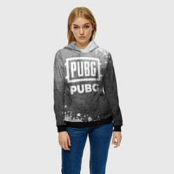 Толстовка-худи женская PUBG - grey gradient, цвет: 3D-черный — фото 2