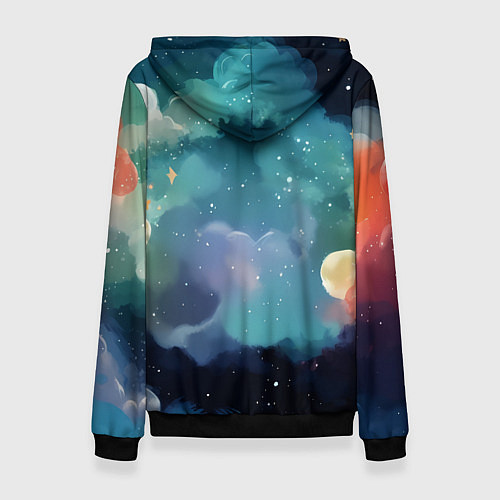 Женская толстовка Лисенок на облаках / 3D-Черный – фото 2