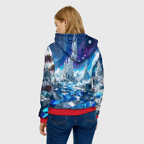 Женская толстовка Космический фантастический пейзаж / 3D-Красный – фото 4