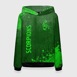 Толстовка-худи женская Scorpions - green gradient вертикально, цвет: 3D-черный