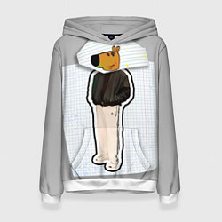 Толстовка-худи женская Чиловый парень - свидетель мем, цвет: 3D-белый