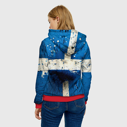 Женская толстовка Футбольный мяч на синем / 3D-Красный – фото 4