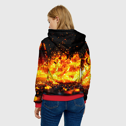 Женская толстовка Футбольный мяч в огне / 3D-Красный – фото 4