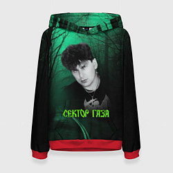 Толстовка-худи женская Сектор газа зеленый фон, цвет: 3D-красный