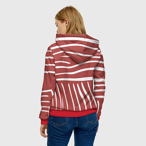 Женская толстовка Полоски красной зебры / 3D-Красный – фото 4