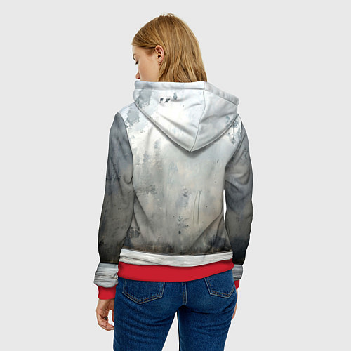 Женская толстовка Боец айкидо на сером / 3D-Красный – фото 4