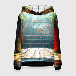 Толстовка-худи женская Ринг под открытым небом, цвет: 3D-черный