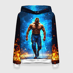 Толстовка-худи женская Реслер в огне, цвет: 3D-белый