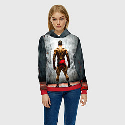 Толстовка-худи женская Рестлер на синем, цвет: 3D-красный — фото 2