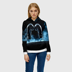 Толстовка-худи женская Черные бойцовские перчатки в дыму, цвет: 3D-белый — фото 2