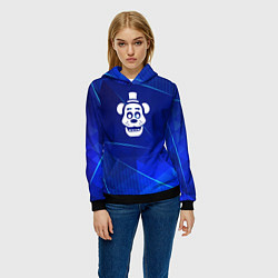 Толстовка-худи женская FNAF blue poly, цвет: 3D-черный — фото 2