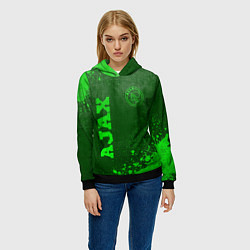 Толстовка-худи женская Ajax - green gradient вертикально, цвет: 3D-черный — фото 2