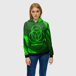 Толстовка-худи женская Elden Ring - green gradient, цвет: 3D-черный — фото 2
