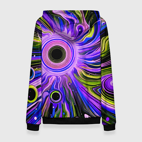 Женская толстовка Абстрактный неоновый космос - чёрная дыра / 3D-Черный – фото 2